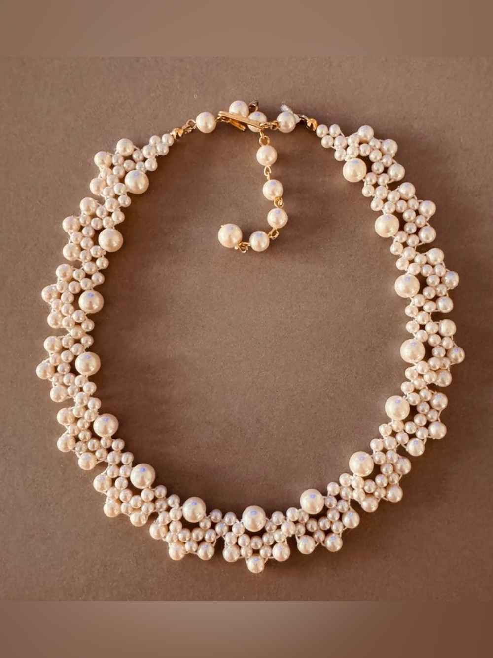 Faux Pearl Cluster Necklace